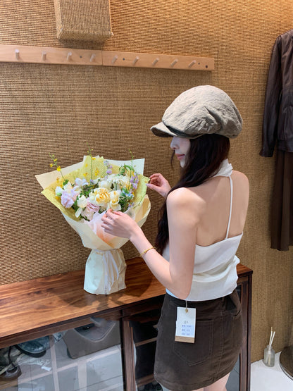 Halter V-neck Backless Tank Top