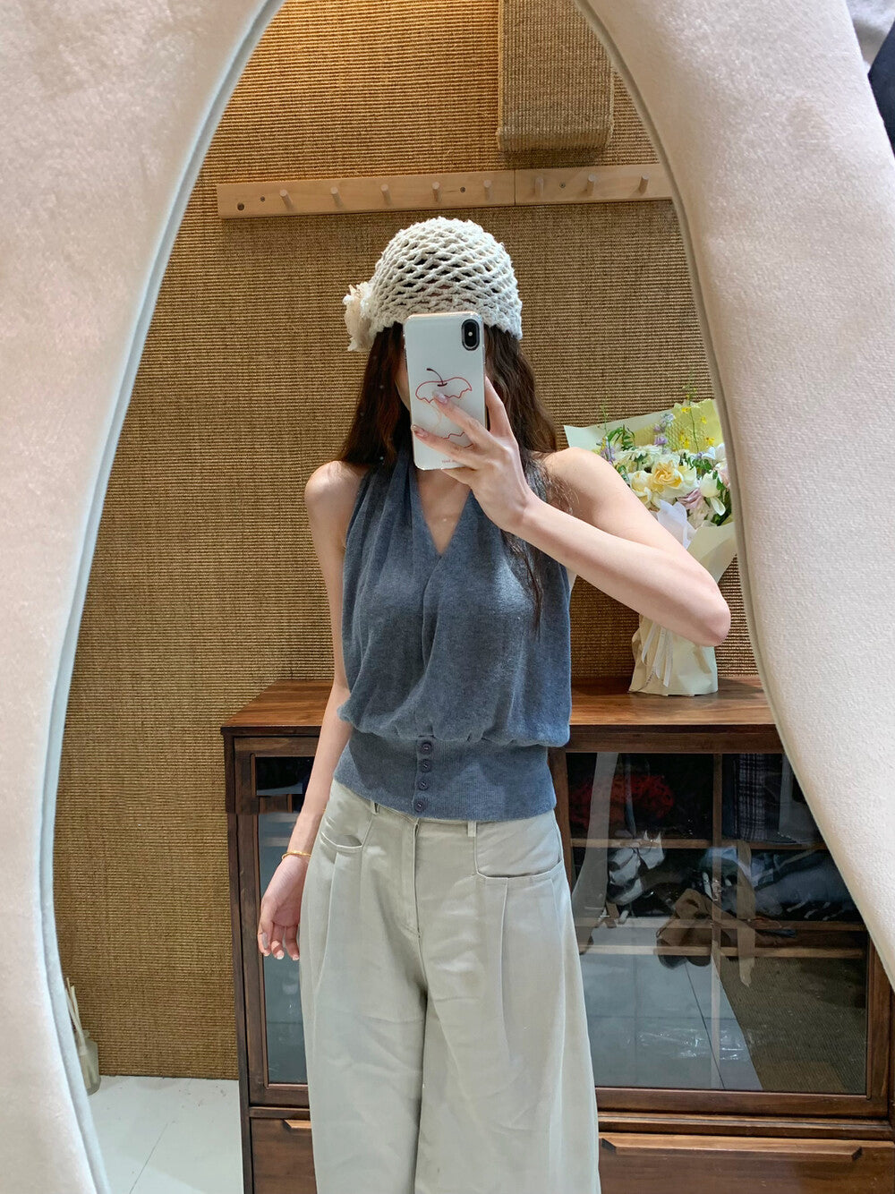 Halter V-neck Backless Tank Top