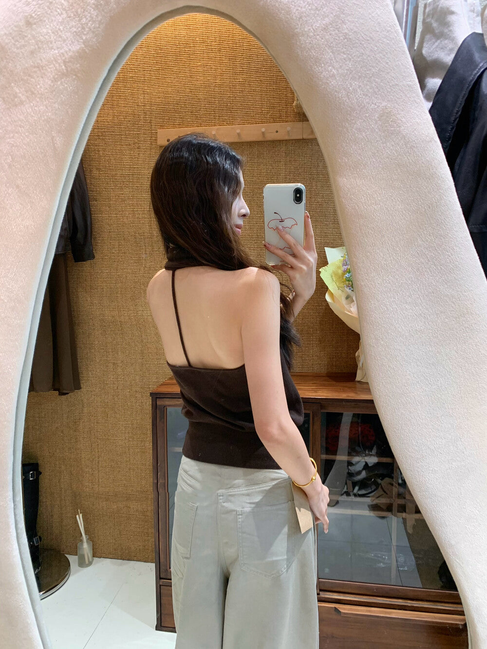 Halter V-neck Backless Tank Top