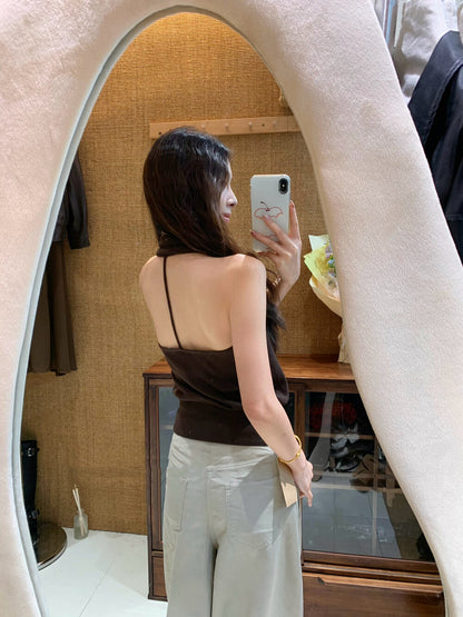 Halter V-neck Backless Tank Top