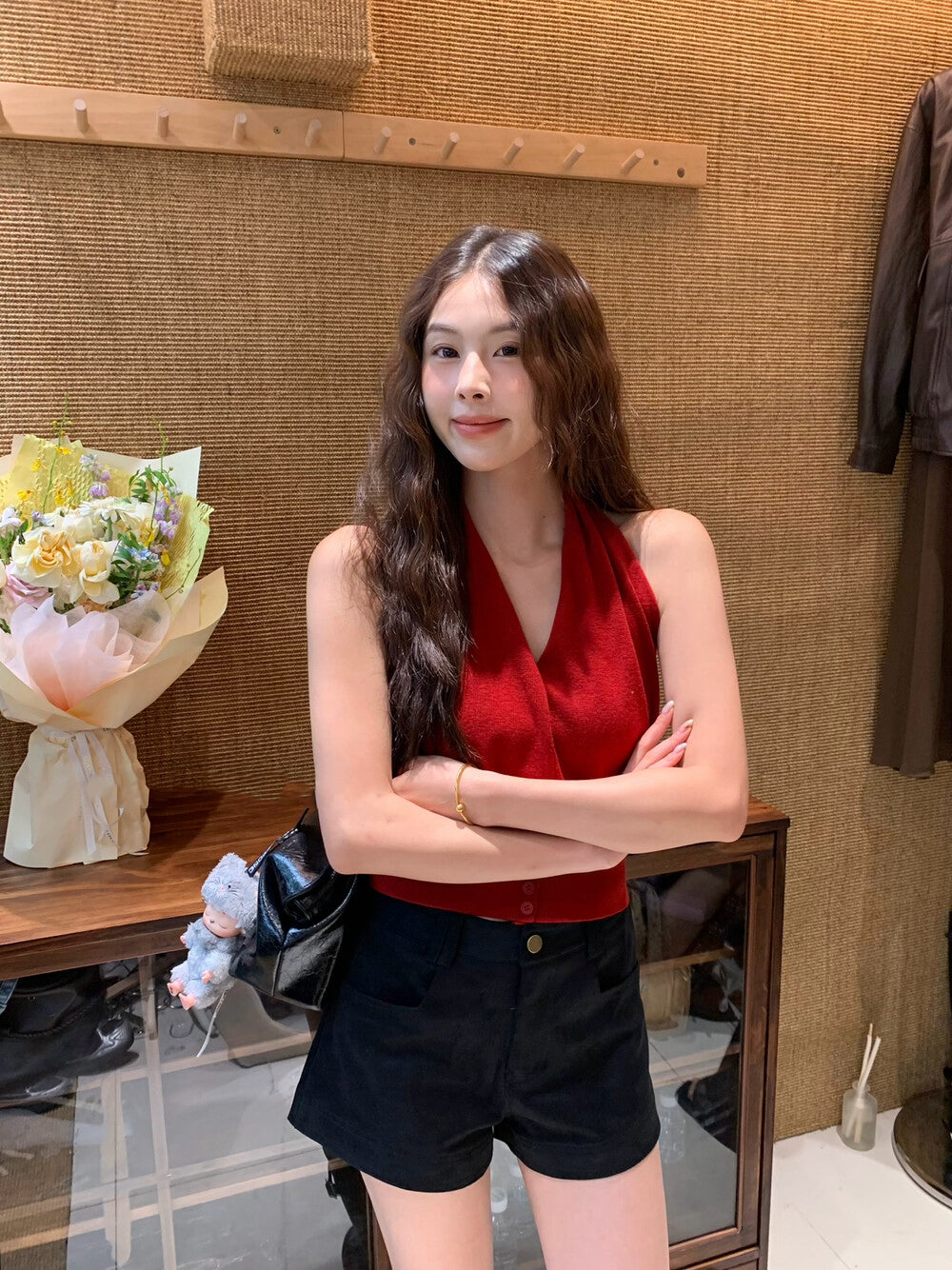 Halter V-neck Backless Tank Top