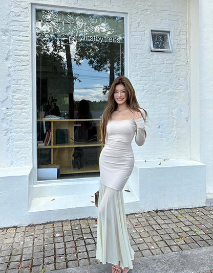 Square Neck Patchwork Mermaid Dress