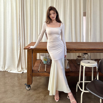 Square Neck Patchwork Mermaid Dress