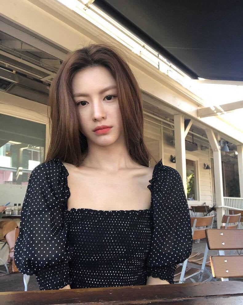 Square Neck Pleated Waist Polka Dot Dress