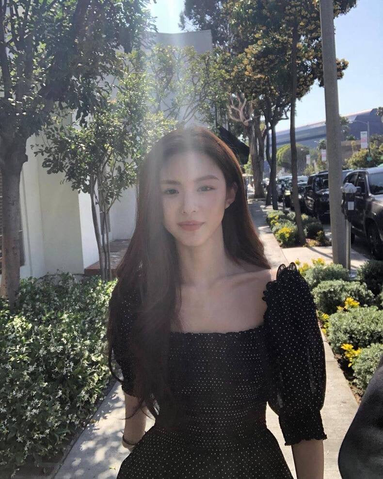 Square Neck Pleated Waist Polka Dot Dress