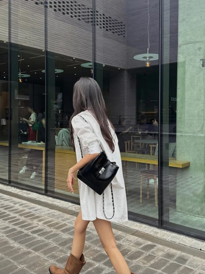 Blazer Collar Waist-Tailored Shirt Dress