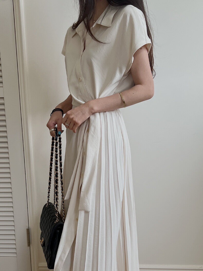 Asymmetrical Lace-up Button-down Dress