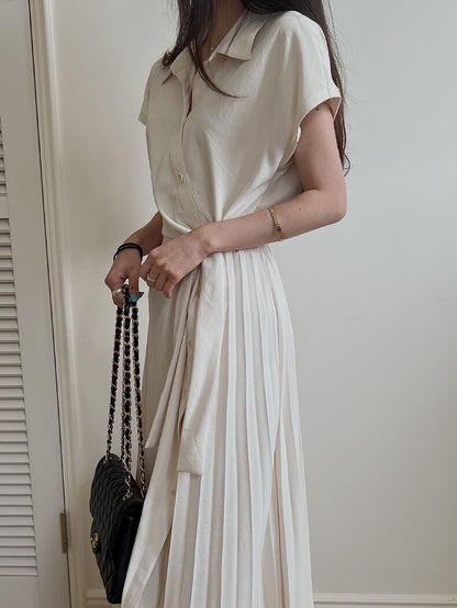 Asymmetrical Lace-up Button-down Dress