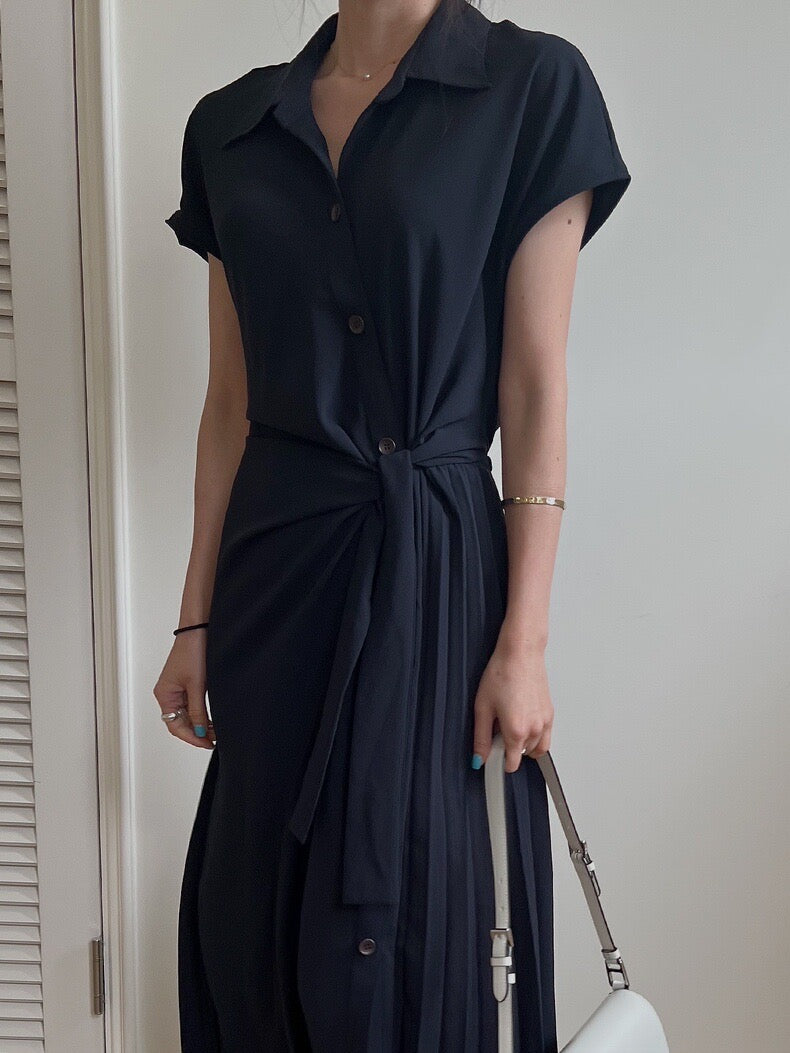 Asymmetrical Lace-up Button-down Dress