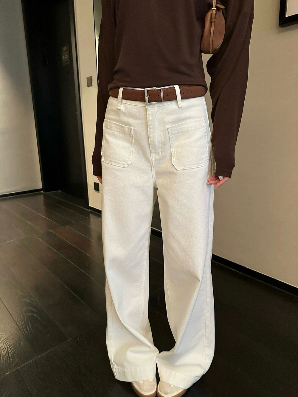 寬鬆直筒闊腿牛仔褲