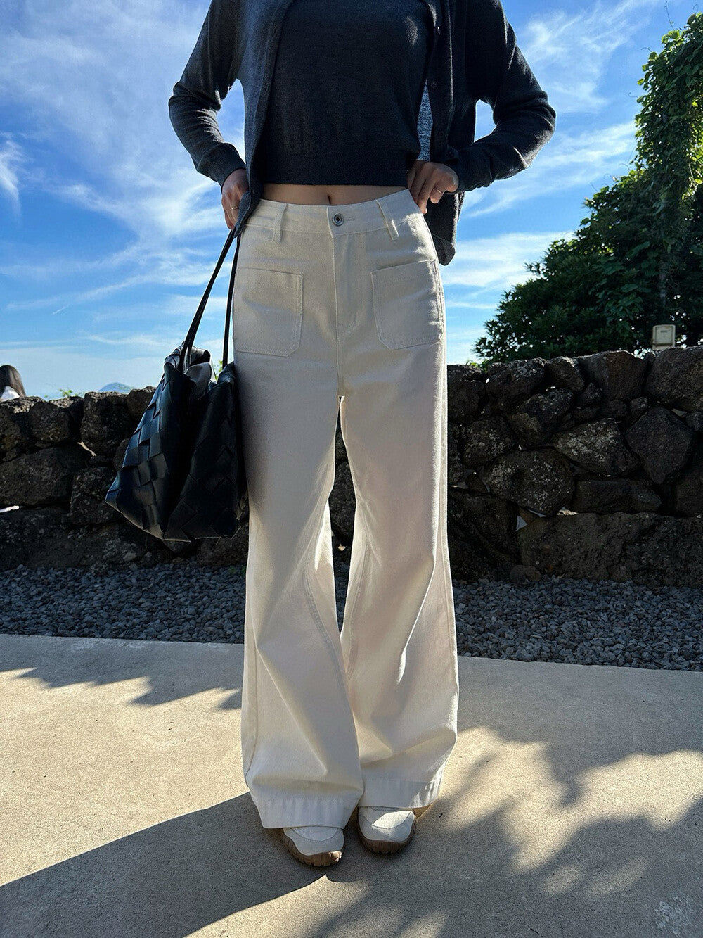 寬鬆直筒闊腿牛仔褲