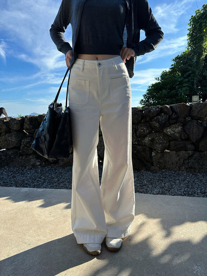 寬鬆直筒闊腿牛仔褲