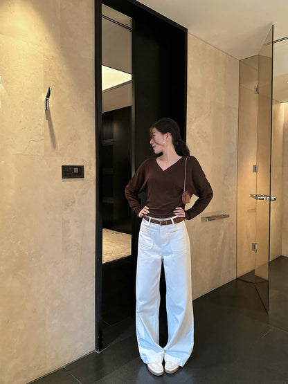 寬鬆直筒闊腿牛仔褲