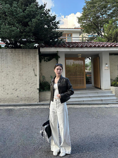 寬鬆直筒闊腿牛仔褲