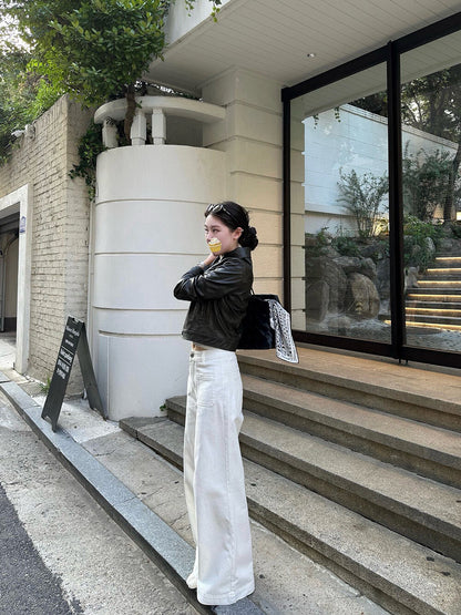 寬鬆直筒闊腿牛仔褲