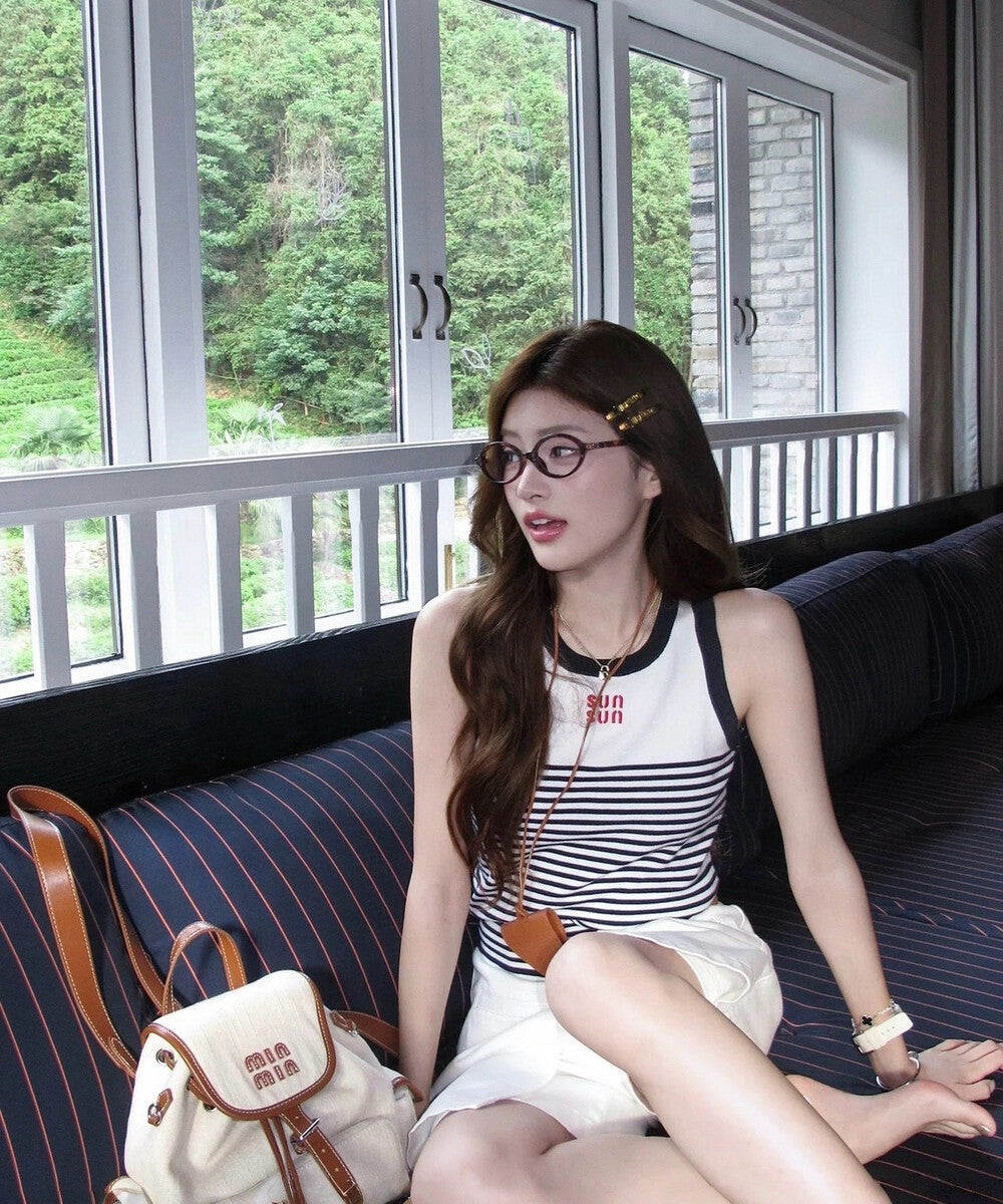 配色ストライプニットベスト