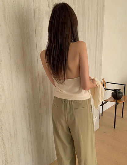 ハイネックバックレスタンクトップ+カーディガンセット