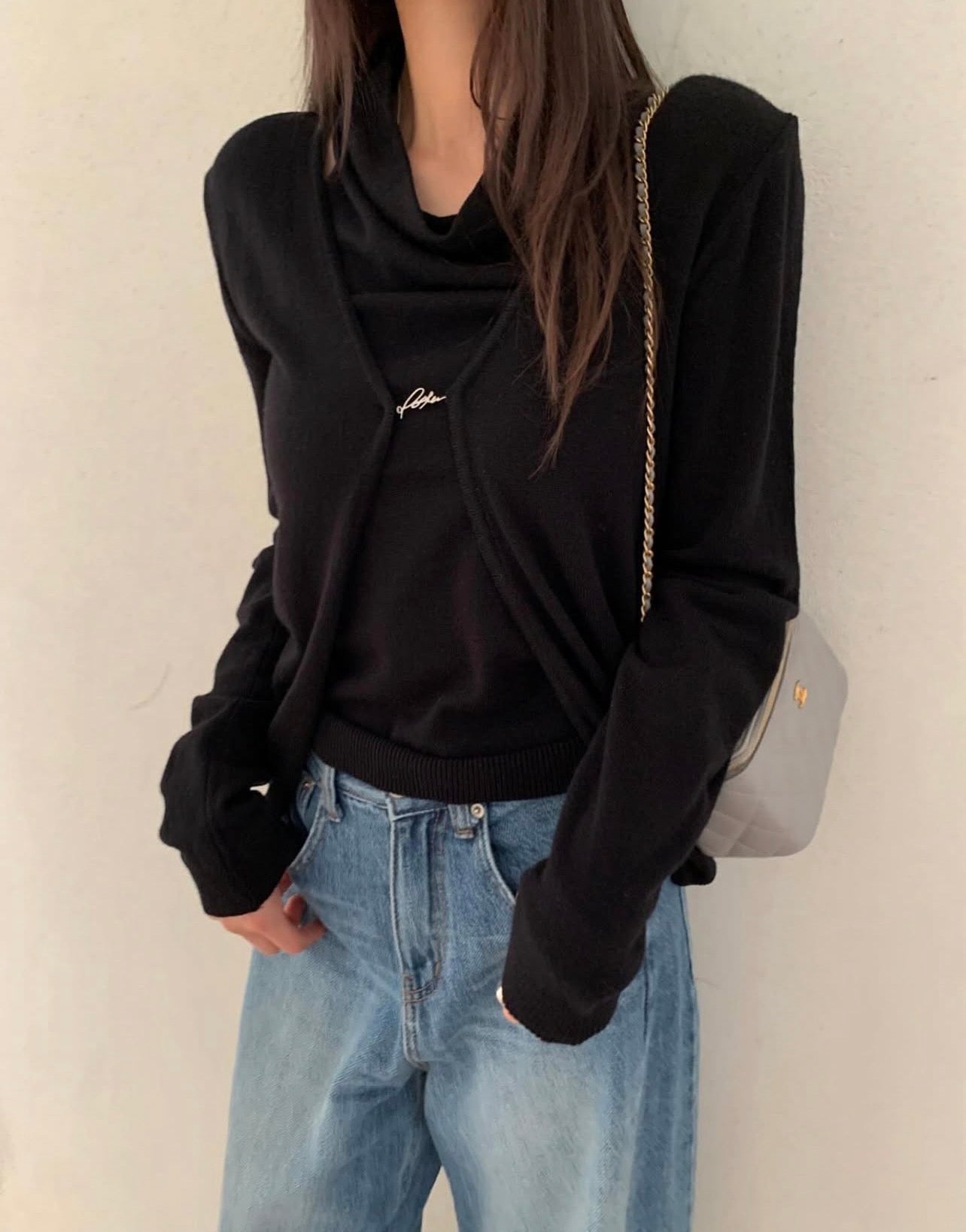 ハイネックバックレスタンクトップ+カーディガンセット