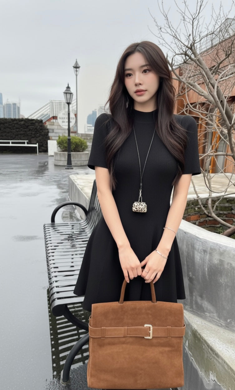 Minimalist Mock Neck Knit Dress