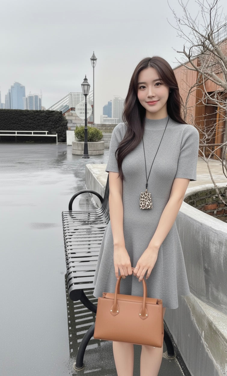 Minimalist Mock Neck Knit Dress