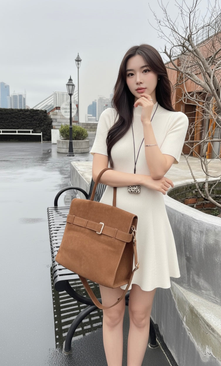 Minimalist Mock Neck Knit Dress