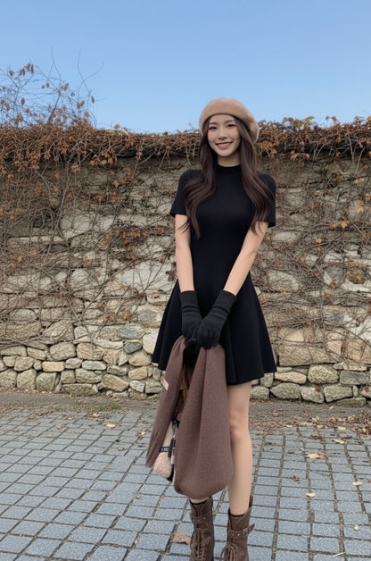 Minimalist Mock Neck Knit Dress