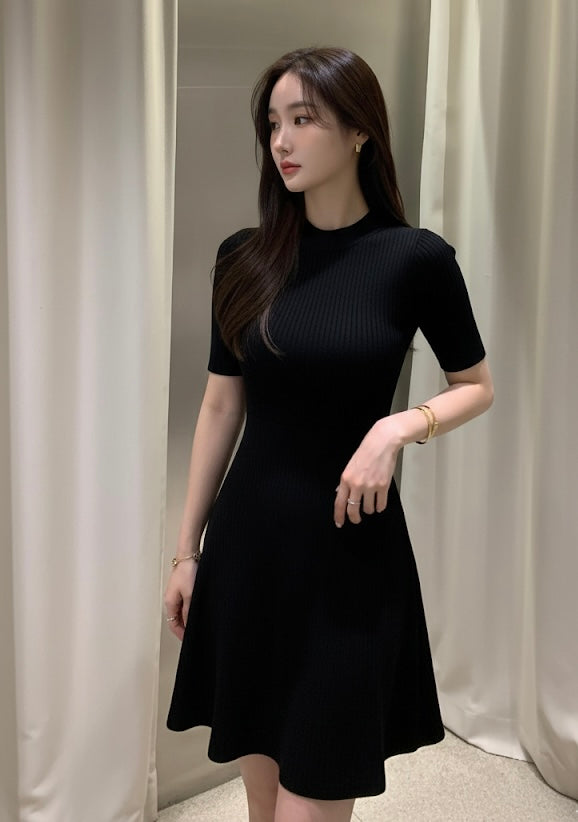 Minimalist Mock Neck Knit Dress