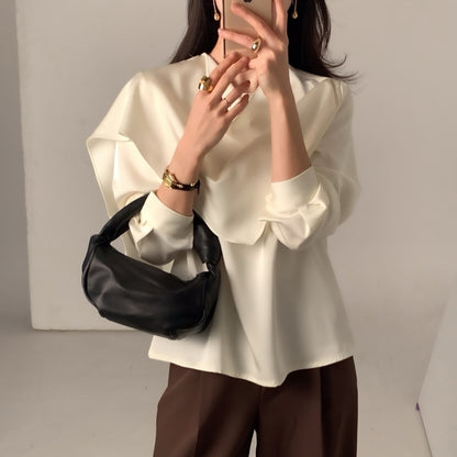 Elegant Draped Long Sleeve Shirt