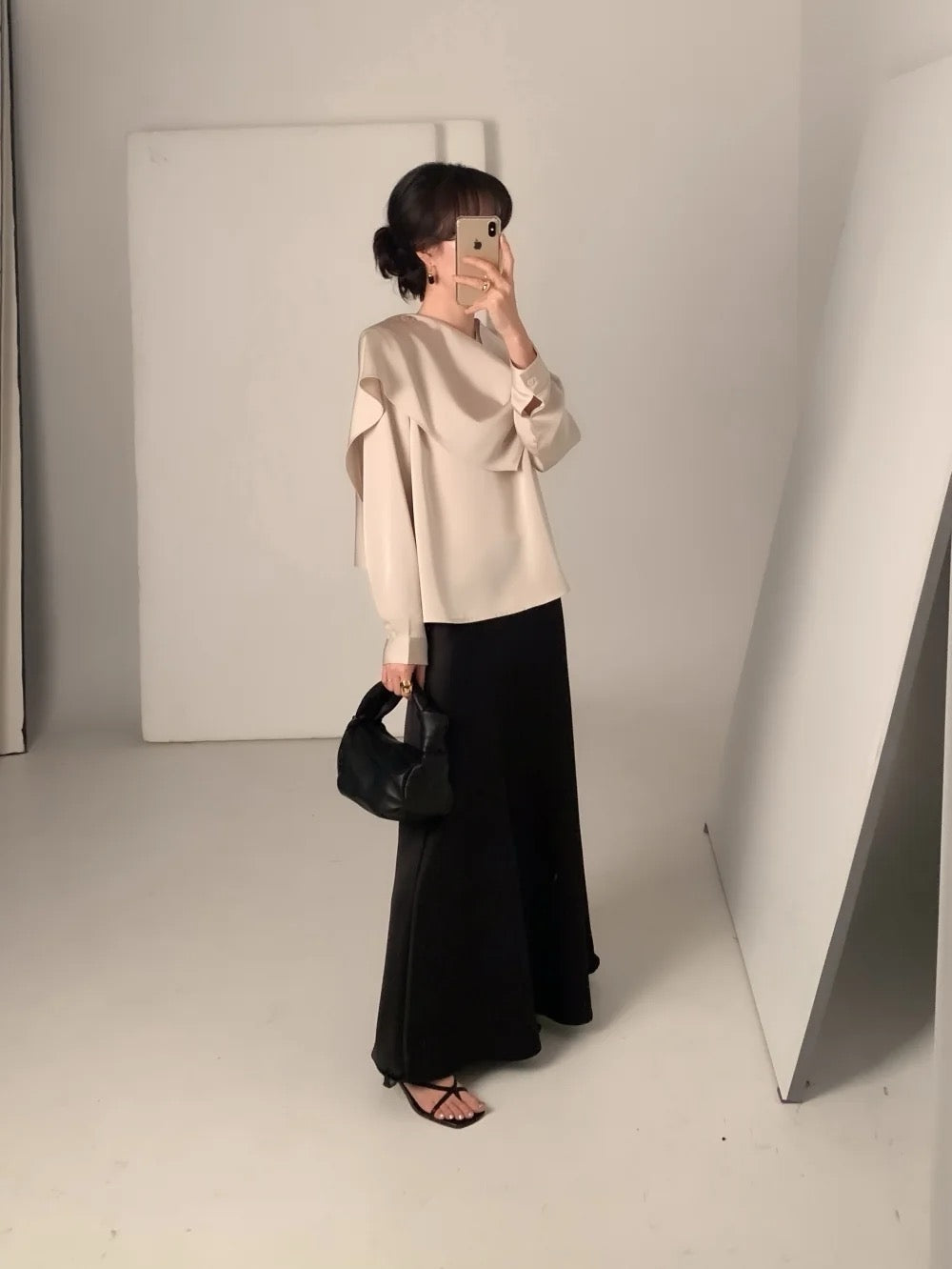 Elegant Draped Long Sleeve Shirt