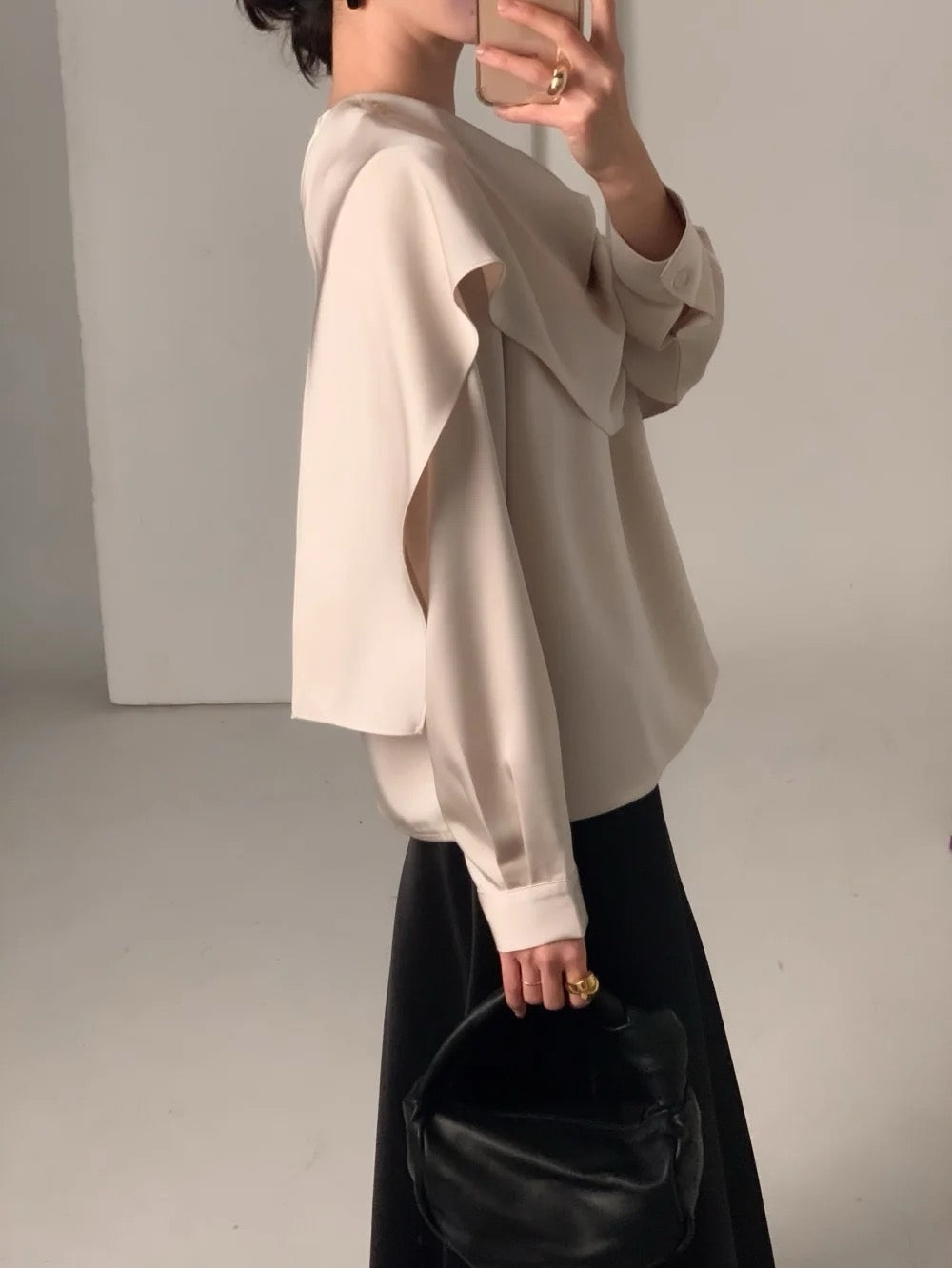 Elegant Draped Long Sleeve Shirt