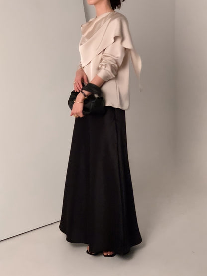 Elegant Draped Long Sleeve Shirt