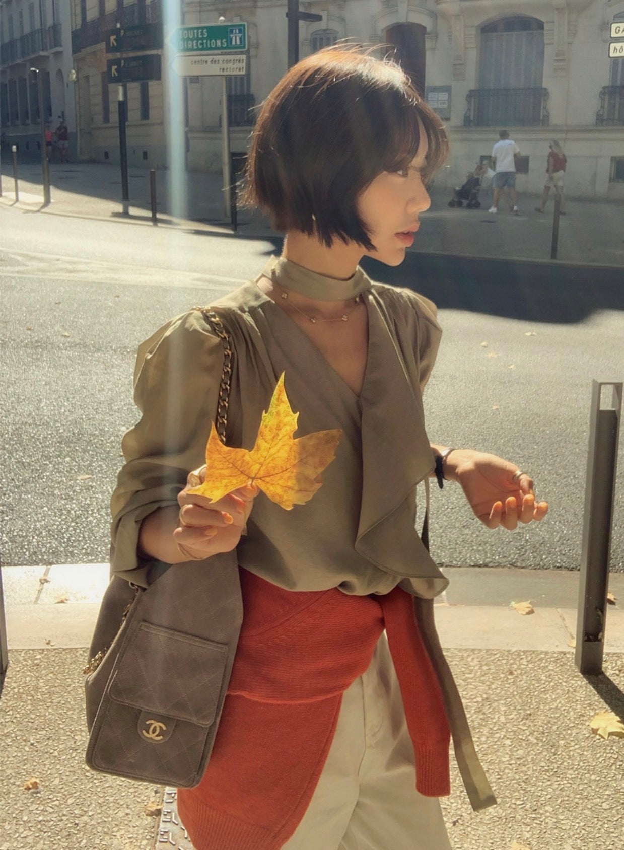 Long Sleeve Blouse with Ribbon Lace Trim