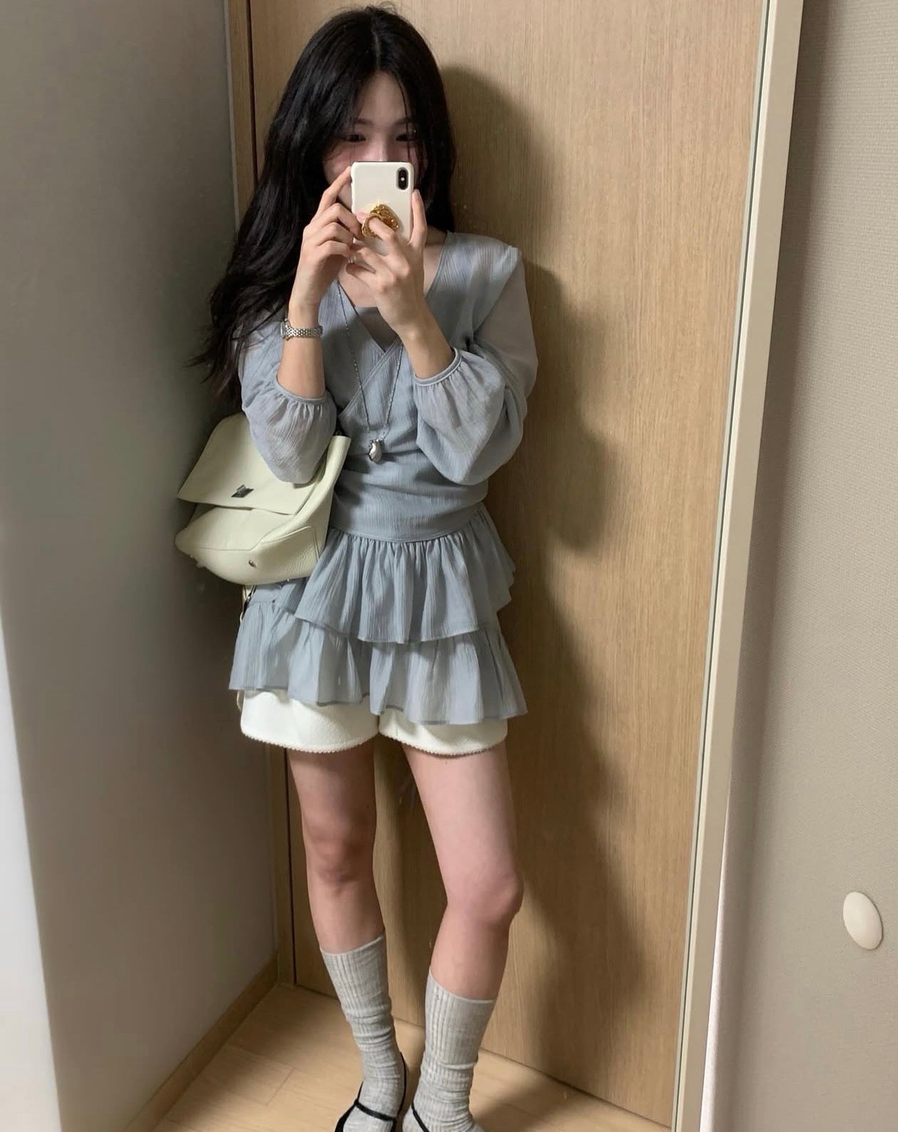 French-style camisole + lace hem outerwear set