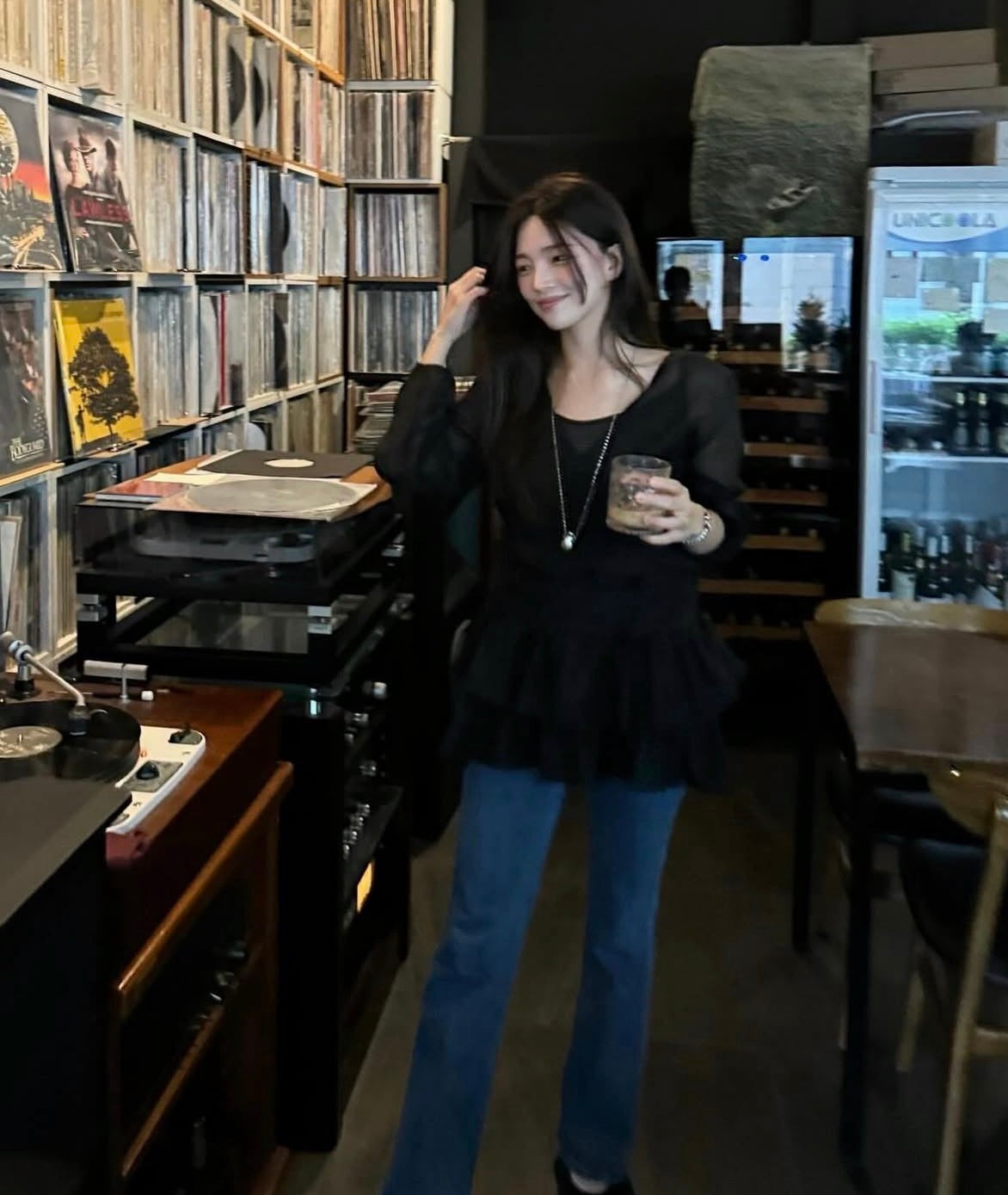 French-style camisole + lace hem outerwear set