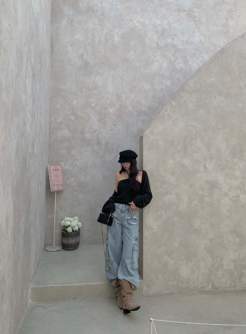 Halter Neck Top + Knit Cardigan Set