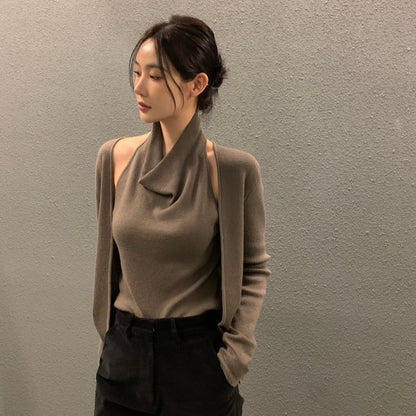 拼接假兩件針織top