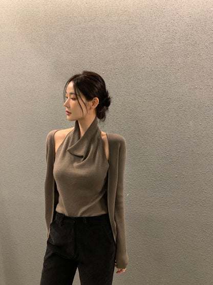 拼接假兩件針織top