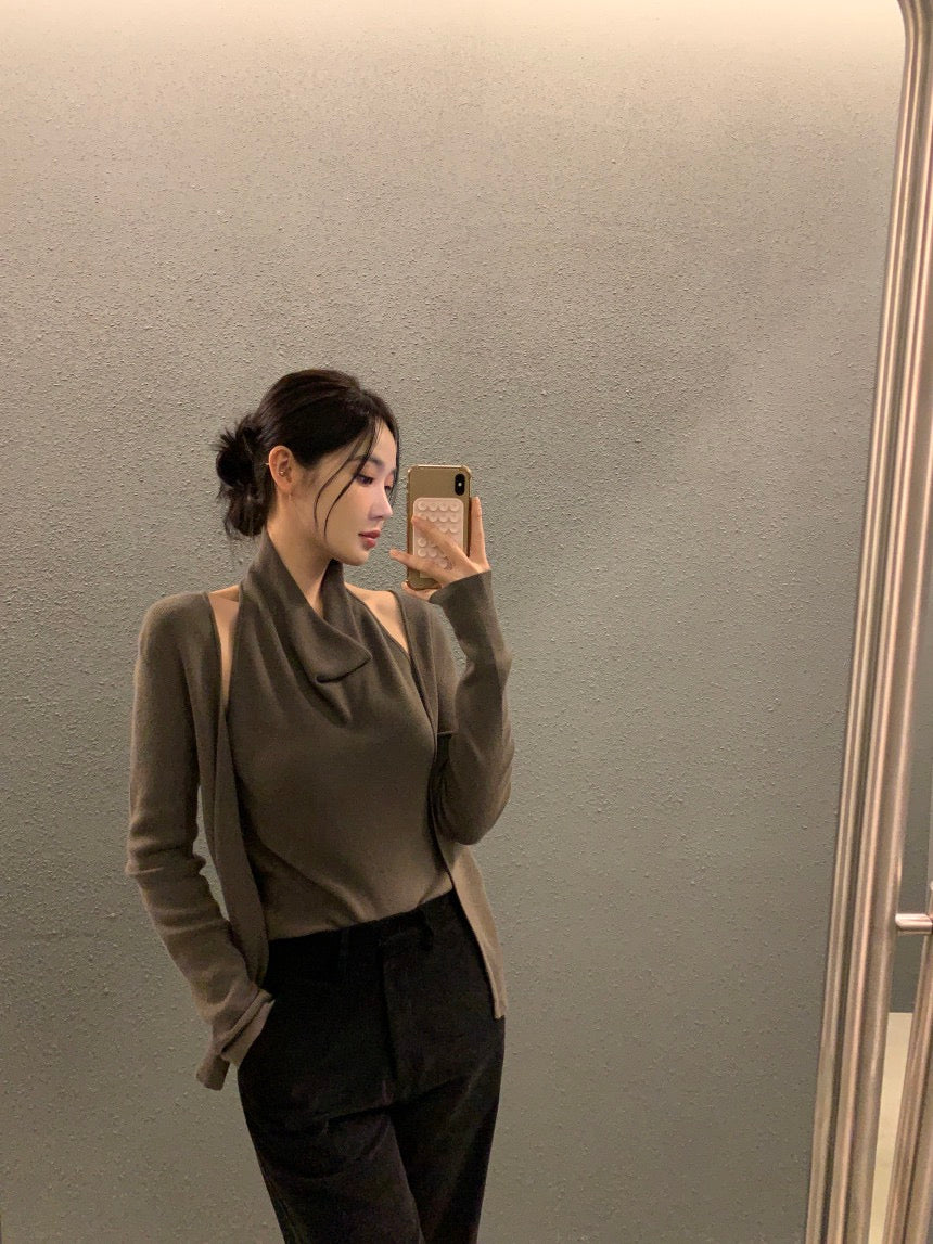 拼接假兩件針織top