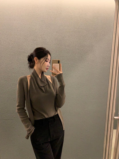 拼接假兩件針織top