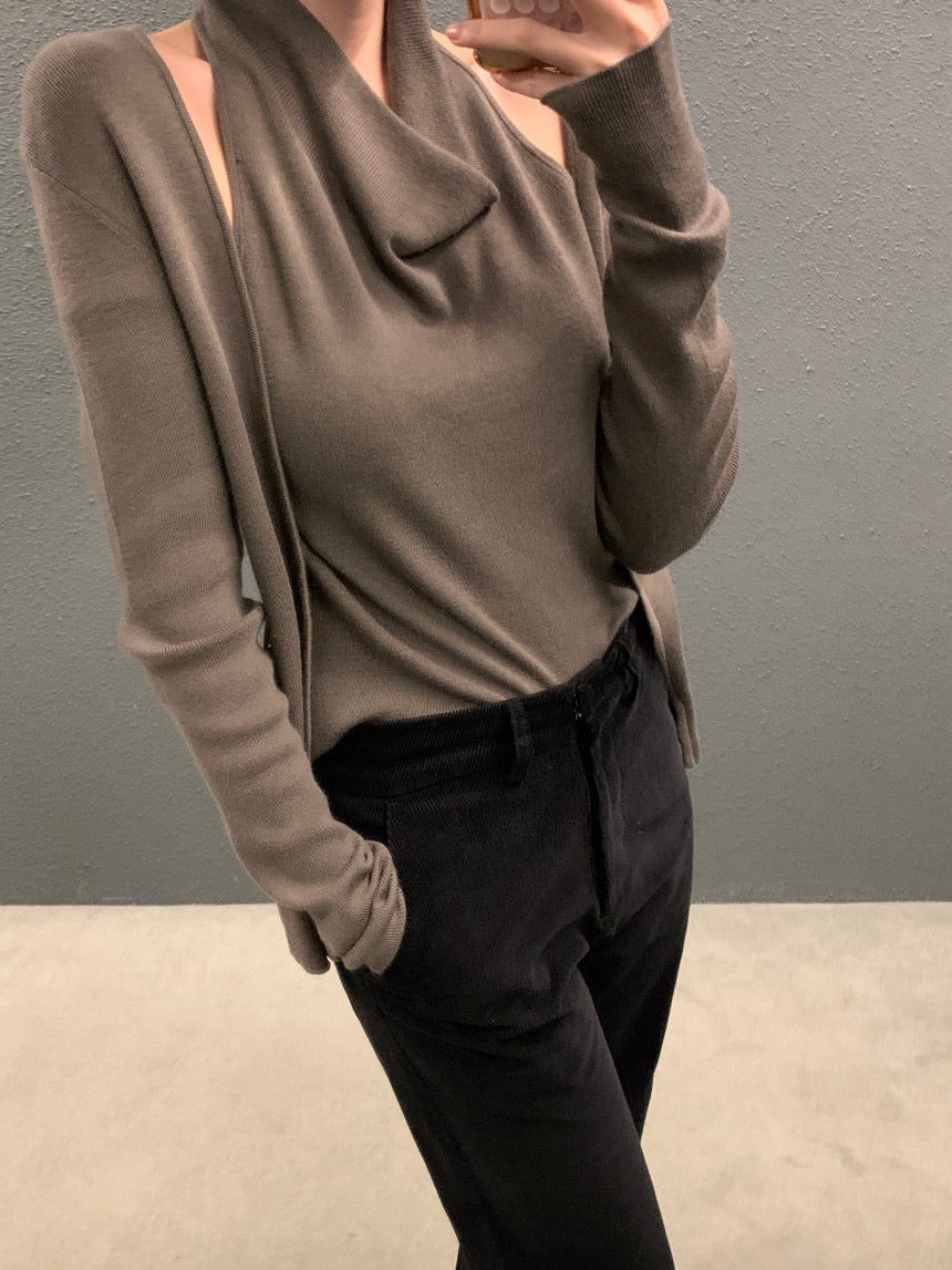 拼接假兩件針織top