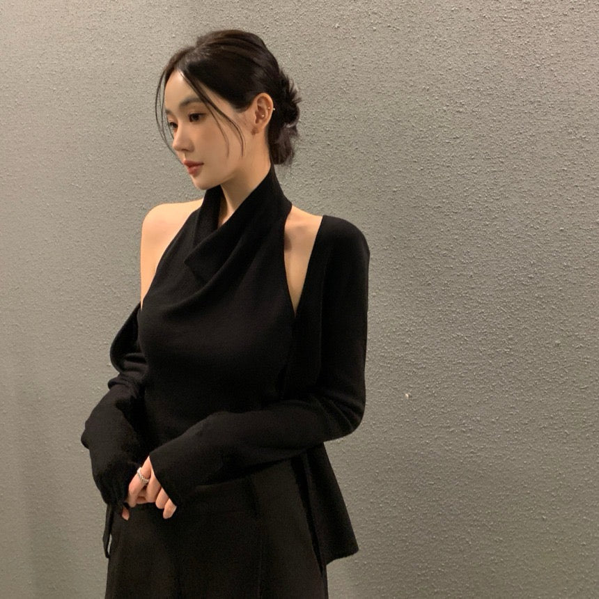 拼接假兩件針織top