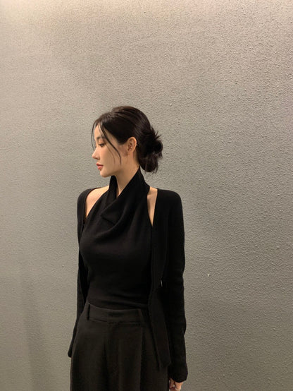 拼接假兩件針織top