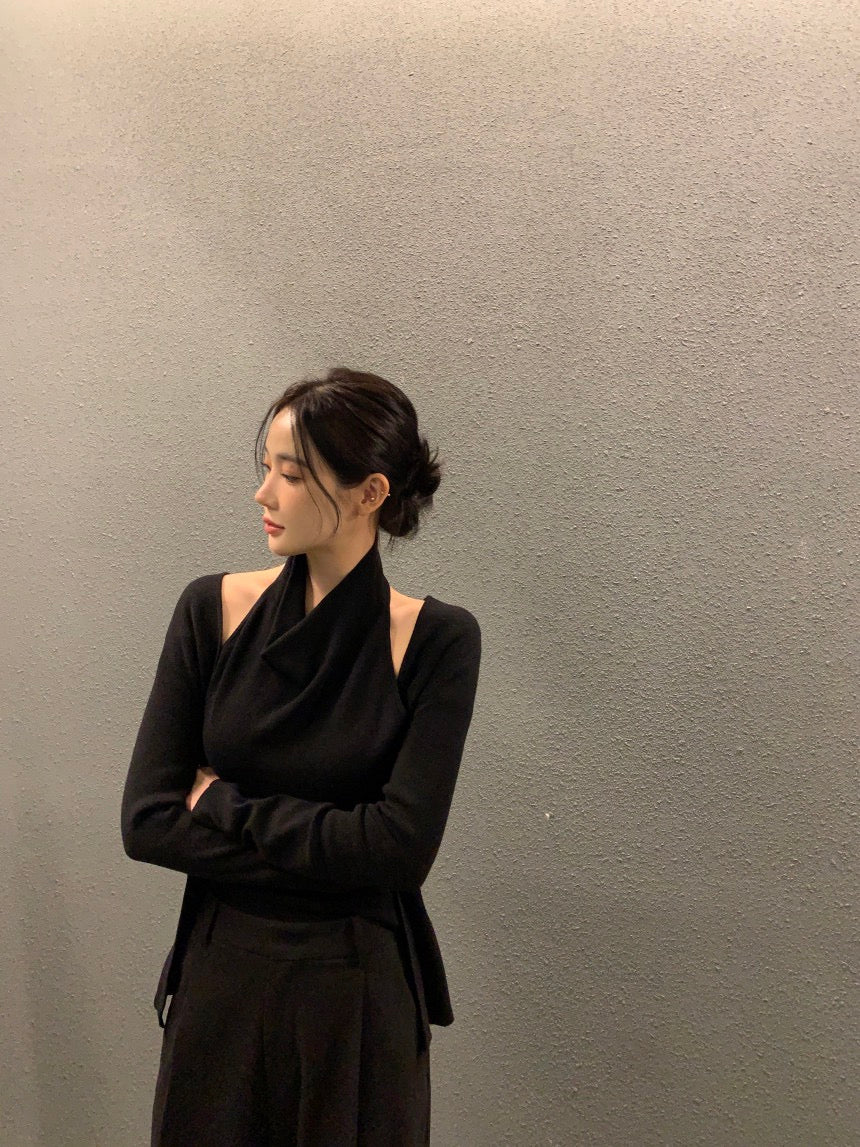 拼接假兩件針織top