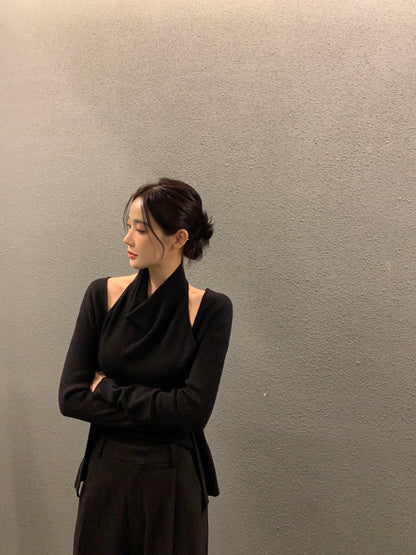 拼接假兩件針織top