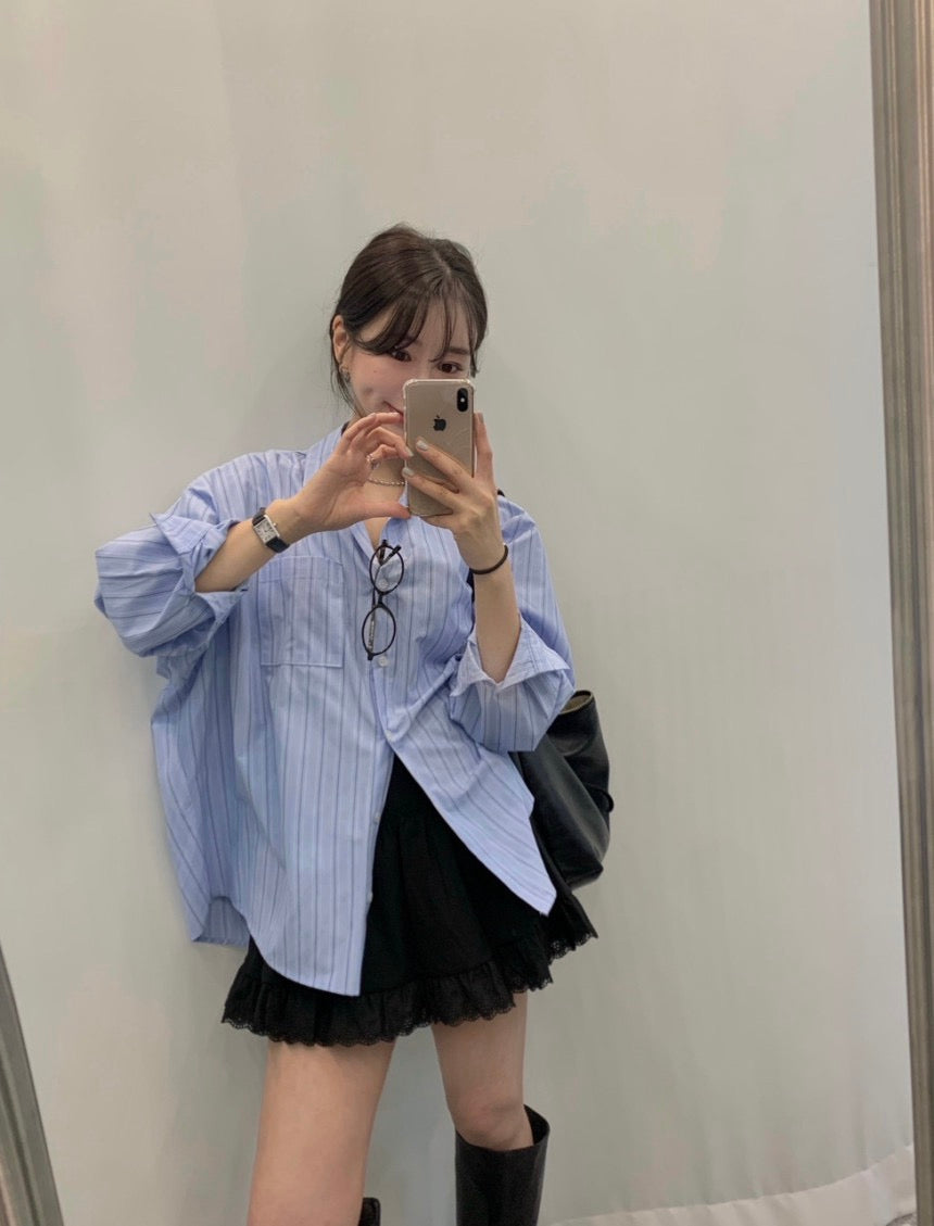 Korean-style striped shirt