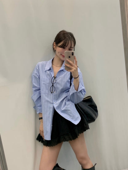 Korean-style striped shirt