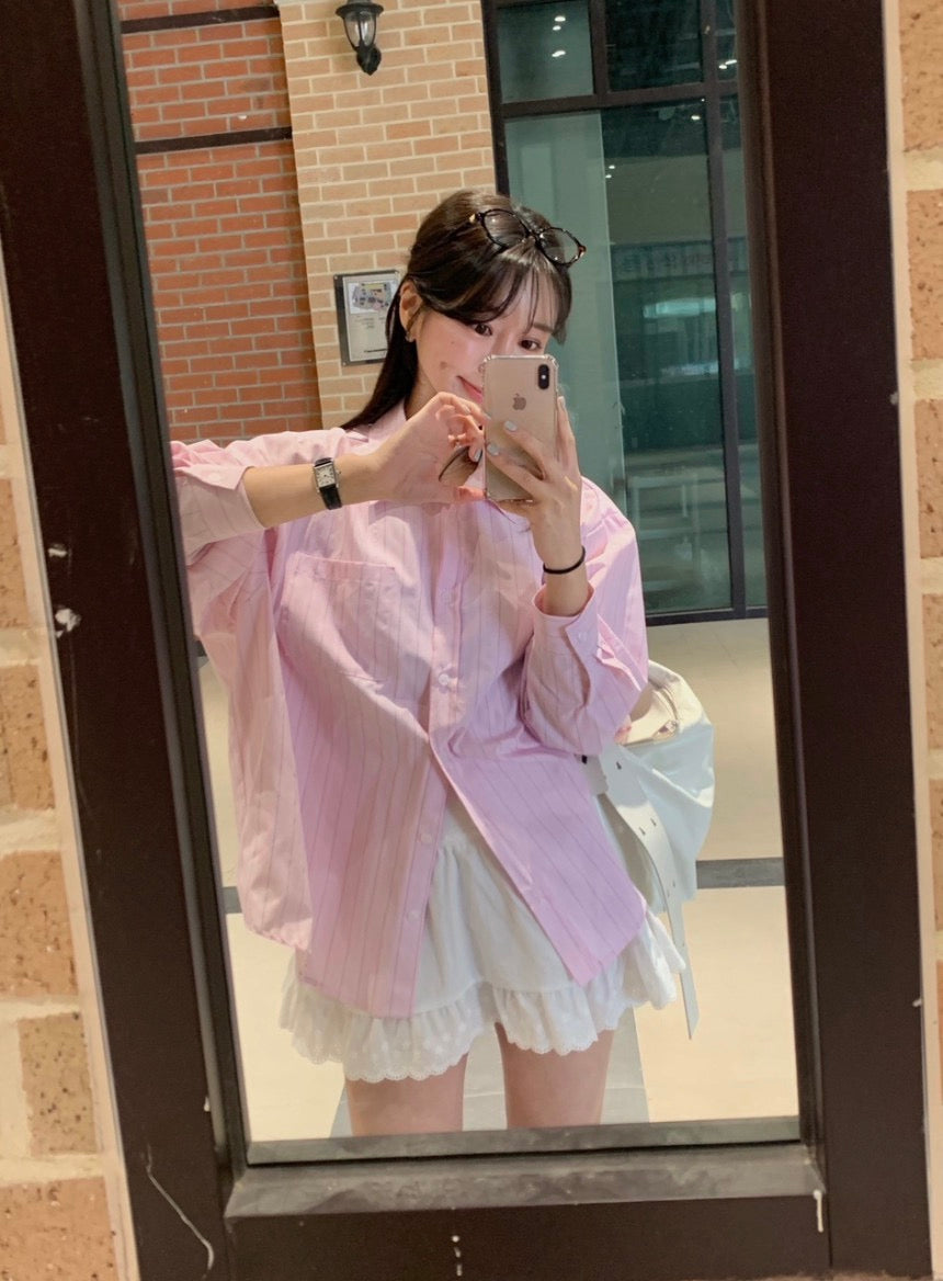 Korean-style striped shirt