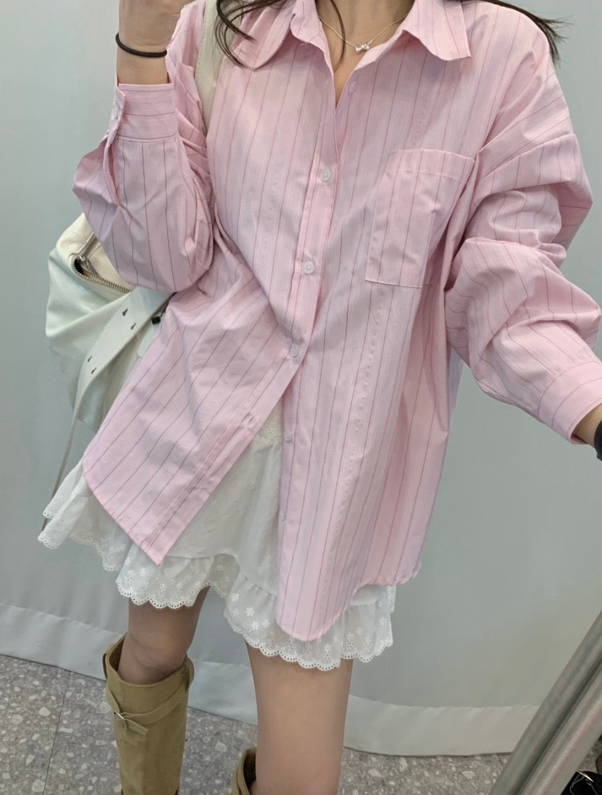 Korean-style striped shirt