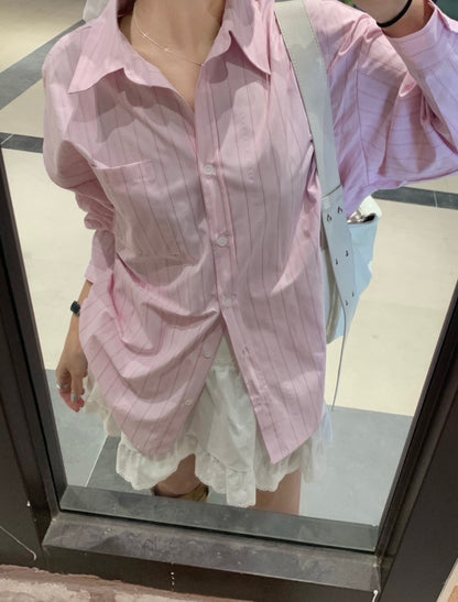 Korean-style striped shirt