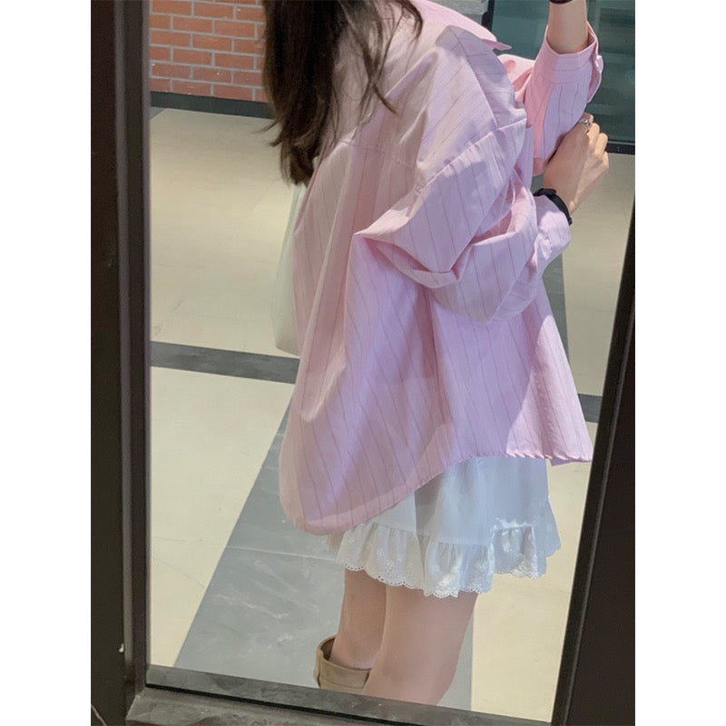 Korean-style striped shirt